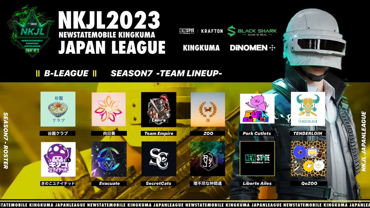 NMJL_JP's tweet photo. #NEWSTATEMOBILE

#NKJL-2023
日本国内リーグ

S7-Day4
本日明日開催‼️

#ハッシュタグ応援コメント
こちらのツイートを #引用RT で
＼毎月4名様へAmazonギフト券が当たる／
※詳細下記ページ⬇️

2/27[Mon] 22:00
🟩 A-LEAGUE 開催

2/28[Tue] 22:00
🟨 B-LEAGUE 開催

#NEWSTATE #ニューステ #PUBG https://t.co/VbITtO6QTK
