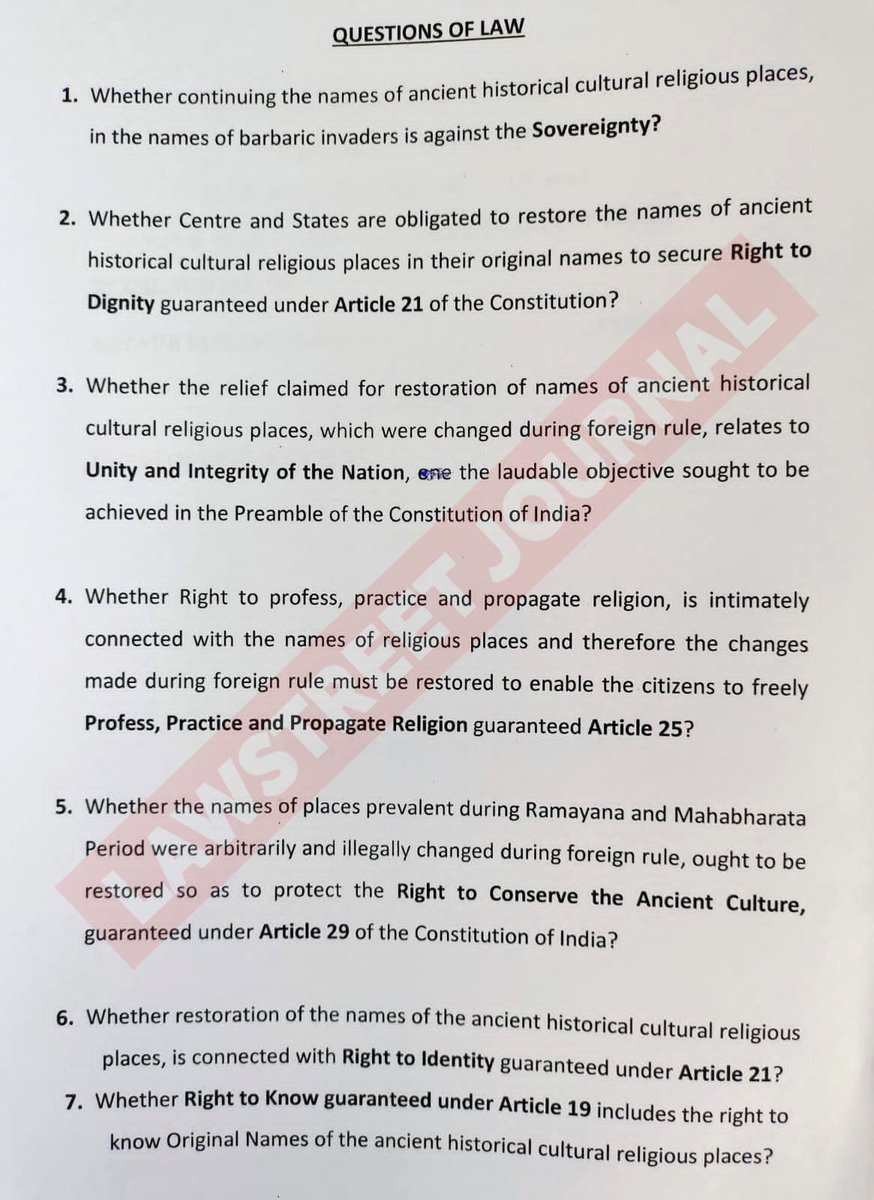 LawstreetJ's tweet image. 'Don't dig up past, history can't haunt present generation,' SC while dismissing plea on renaming roads, places.

#SupremeCourt #RenamingCommission #PIL #AshwiniUpadhyay #Breaking #LawstreetJ 
@AshwiniUpadhyay