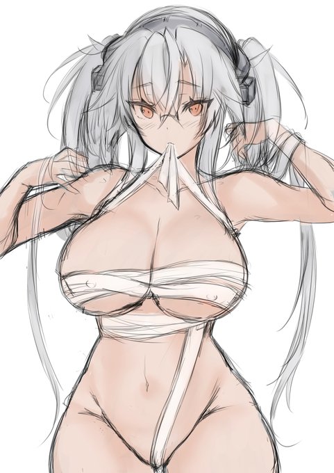 「夏コミのサークルカット用に普段の軍服武蔵しゃん描くか～」

出来上がったラフ↓ 