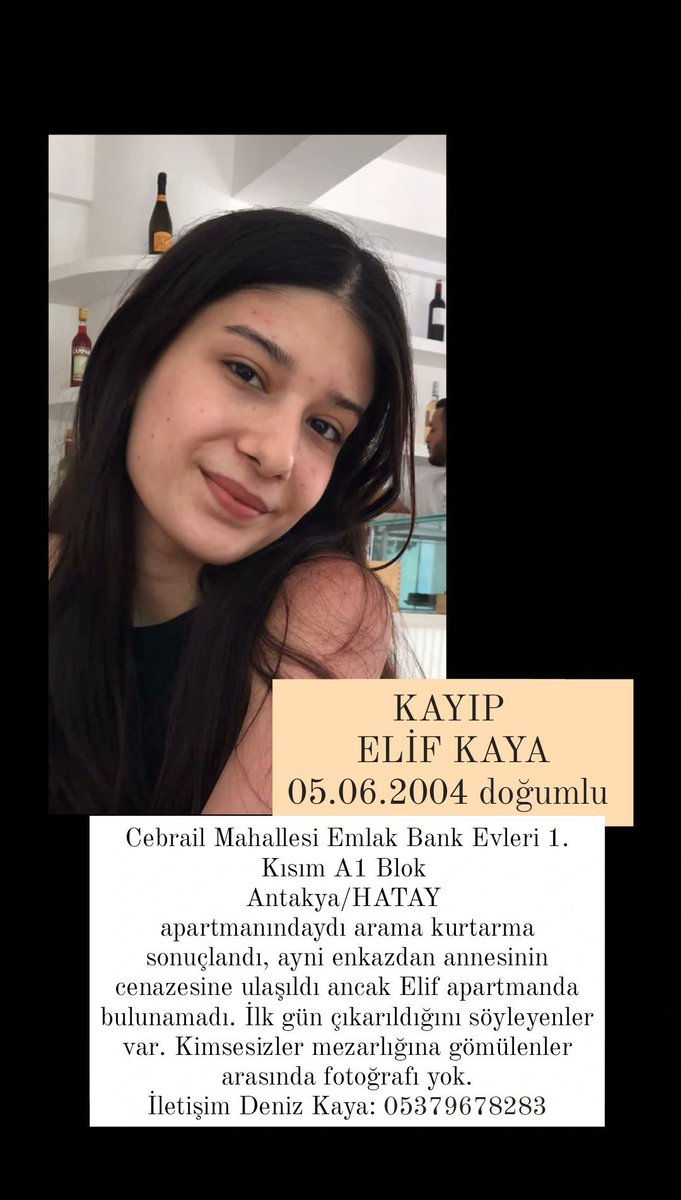📌 Enkazdan çıkarıldığı söylenen 18 yaşındaki Elif Kaya’dan günlerdir haber yok!

#ElifKaya #deprem

gazetedavul.com/manset/enkazda…