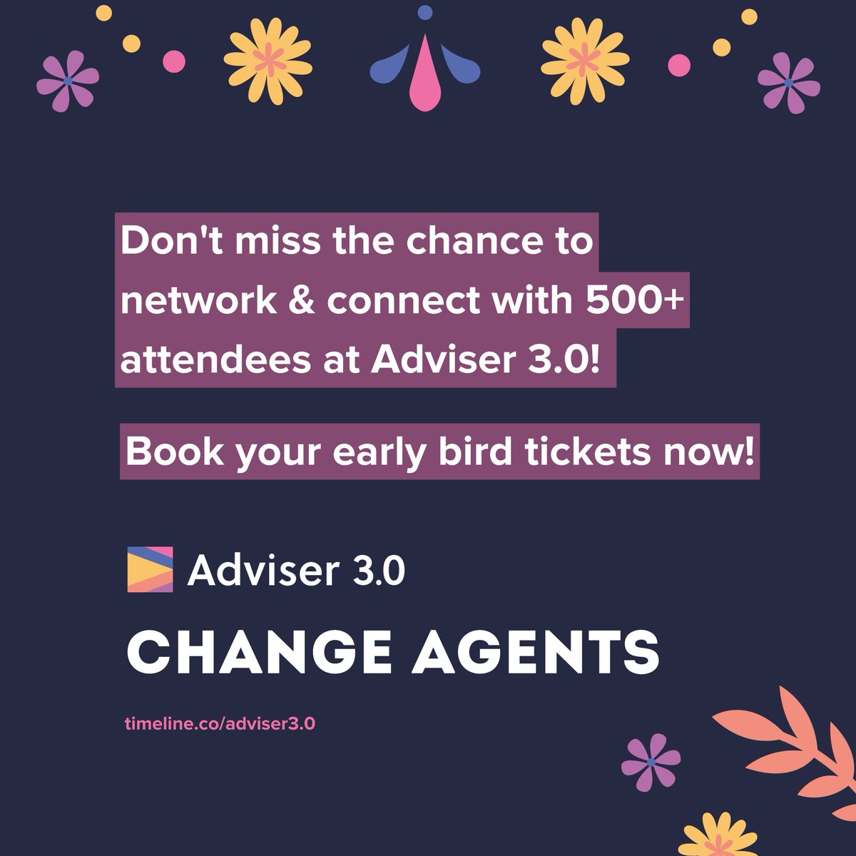 Tomorrow is the last day to get your Early Bird Ticket for Adviser 3.0! 

Set to be (potentially) the best adviser event of 2023...you don't want to miss out on this! 👀😜 

Book your ticket here 👉 bit.ly/3m5NwL6

#adviser3point0 #changeagents #earlybirdoffer