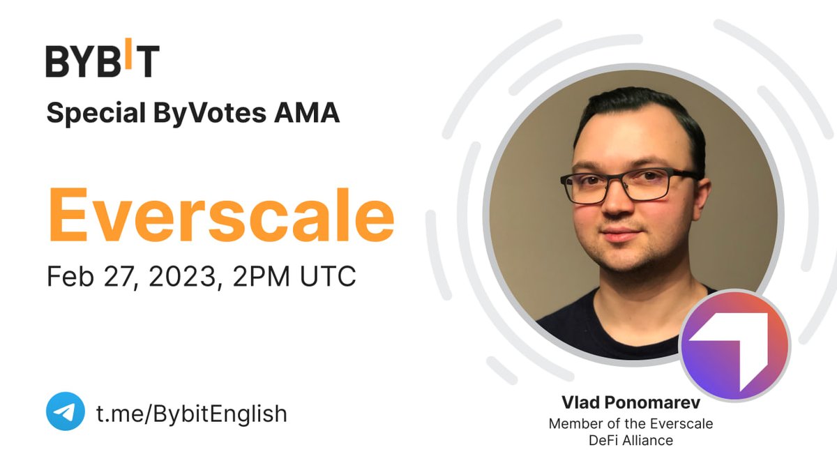Bybit_Official's tweet photo. #ByVotes is back! Time to learn more about $EVER. @Everscale_net 

Join our Global Telegram AMA with Vlad Ponomarev, Member of the Everscale DeFi Alliance, today, Feb 27, 2PM UTC

👉🏻 Stay tuned here: https://t.co/JlvQ6U69b7

#Bybit #TheCryptoArk https://t.co/sKGc1AUWTV