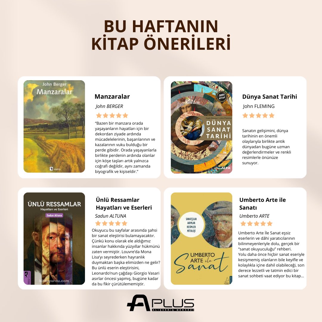 Sanat Tarihi meraklılarına bu haftanın harika kitap önerileri! 📚
#aplus #aplusavm #istanbul #alışveriş