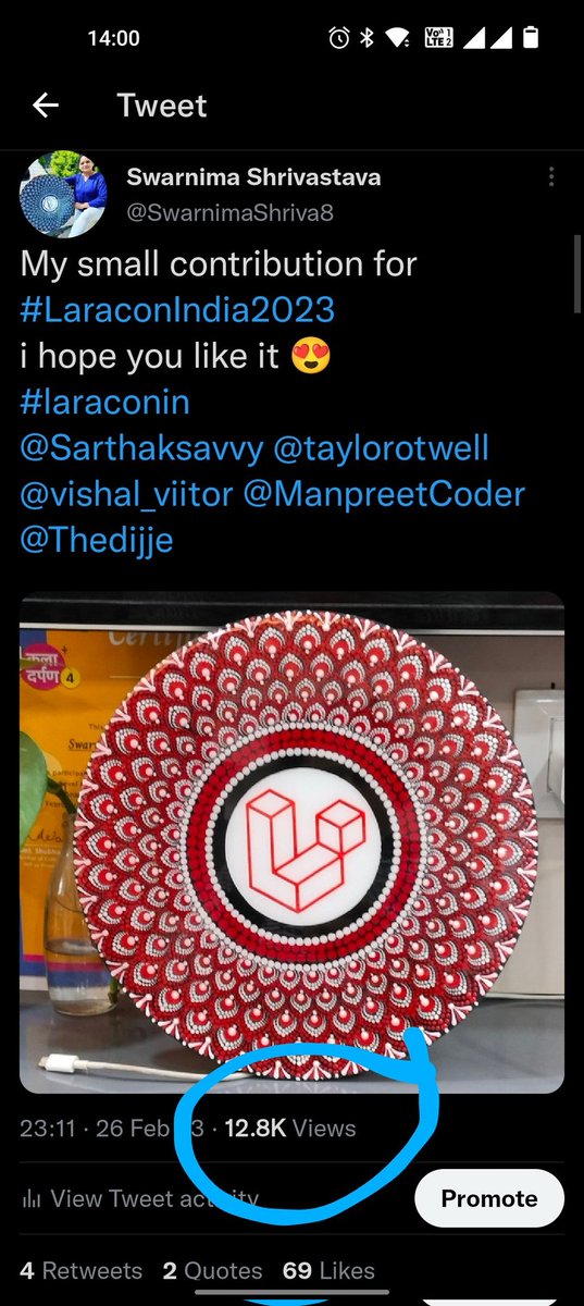 SwarnimaShriva8's tweet image. Omg 😃...i cant believe...12.8 K views in just 14 hrs
I have never experienced this before
💖💖 Thx #LARAVELIN @taylorotwell @Sarthaksavvy