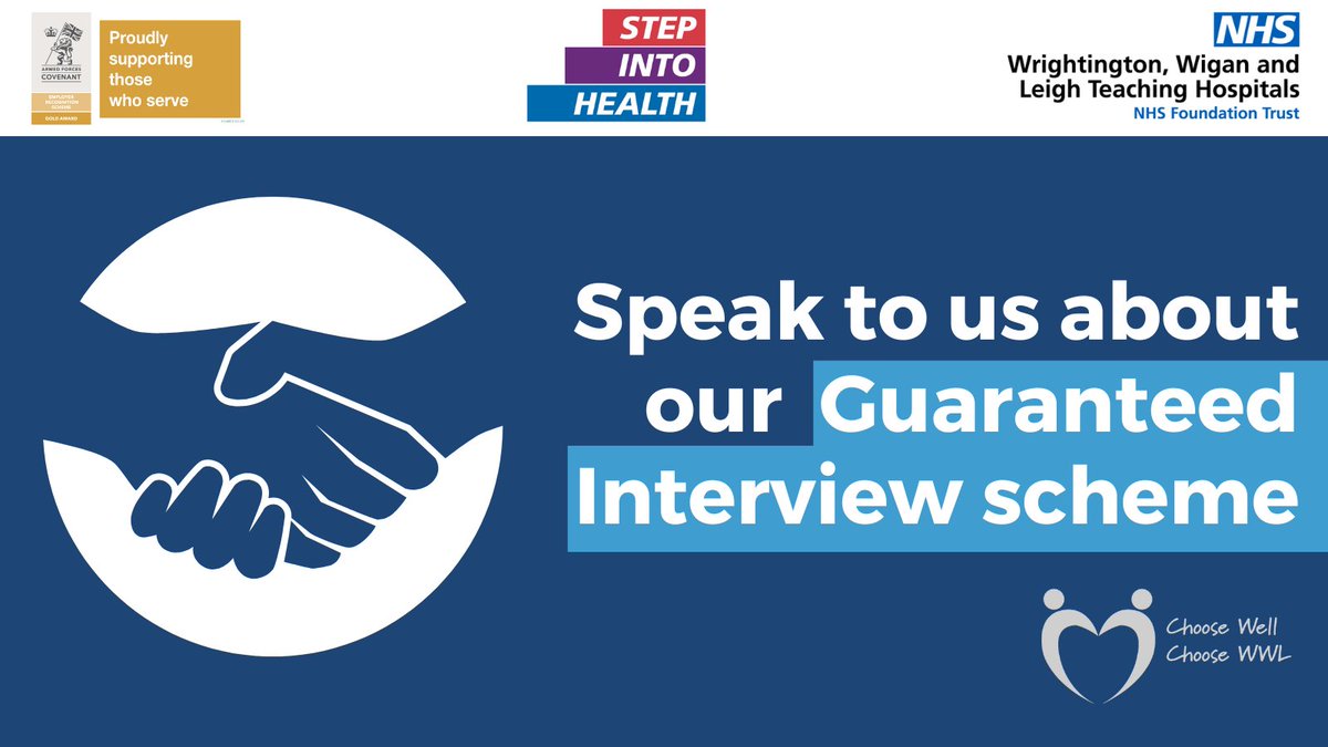 WWL pledges to support the employment prospects of those who serve or have served in the British Armed Forces and their families.

📩 Ask our team about our Guaranteed Interview scheme by emailing recruitment@wwl.nhs.uk or by contacting our page.

#MilitaryMarch #StepIntoHealth