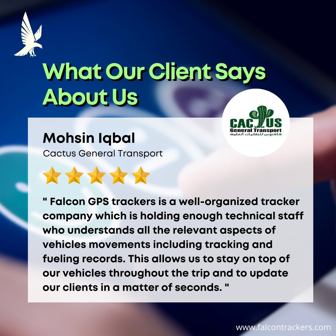 falcontrackers's tweet photo. We are constantly amazed by the feedback we receive from our clients. It is why we enjoy what we do. Mohsin Iqbal, thank you so much for your kind words.

#testimonial #testimony #clienttestimonial #clienttestimonialsmatter #feedback #reviews #happycustomer #falcontrackers https://t.co/n84UaP5Xrh