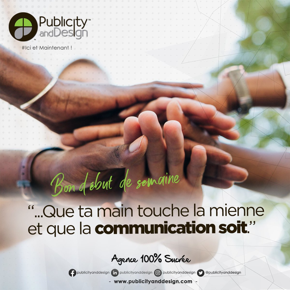 PublicityAgence's tweet photo. Que ta main touche la mienne et que la communication soit✨
Bon début de semaine!!
#publicityanddesign 
#agencedecommunication 
#mondaymotivation https://t.co/bIAU4aNewg
