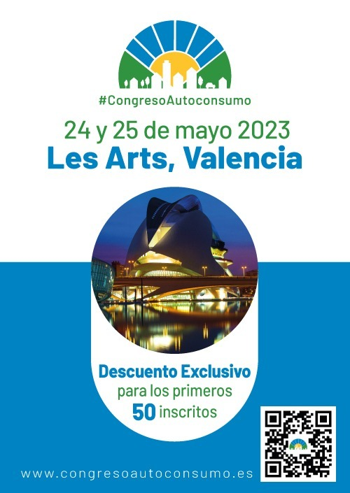 APPA Renovables (@appa_renovables) on Twitter photo 🌞¿Quieres una buena noticia para empezar el #lunes? ¡Nos vamos a #Valencia!
🗓️El #CongresoAutoconsumo se celebrará los días 24 y 25 de mayo en <a href="/LesArtsValencia/">Les Arts, València</a>. Si quieres conseguir tu inscripción con #descuento puedes hacerlo entre hoy y mañana... ¡el 1 de marzo será tarde! 🌞¿Quieres una buena noticia para empezar el #lunes? ¡Nos vamos a #Valencia!
🗓️El #CongresoAutoconsumo se celebrará los días 24 y 25 de mayo en <a href="/LesArtsValencia/">Les Arts, València</a>. Si quieres conseguir tu inscripción con #descuento puedes hacerlo entre hoy y mañana... ¡el 1 de marzo será tarde!