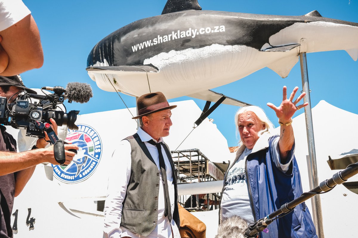 TheSharkladySA's tweet photo. We had the pleasure of hosting Bruno Blanchet, Canadian actor and writer, for a shark cage diving tour with us. He brought along his film crew, as they are making a documentary of him meeting some interesting personalities in South Africa, and yes, the Sharklady is one of them! https://t.co/ZrCsifRdal