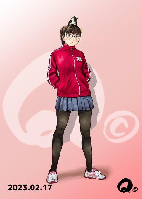 #今月描いた絵を晒す 
「芋ジャージ✖黒ストッキング」が良く似合ううちの子です。

ジャージって「塗り」のスキルアップに最適だと思う。
芋ジャージ好き絵描きの独り言でした
まだまだ修行が足りんなぁ～～😱 