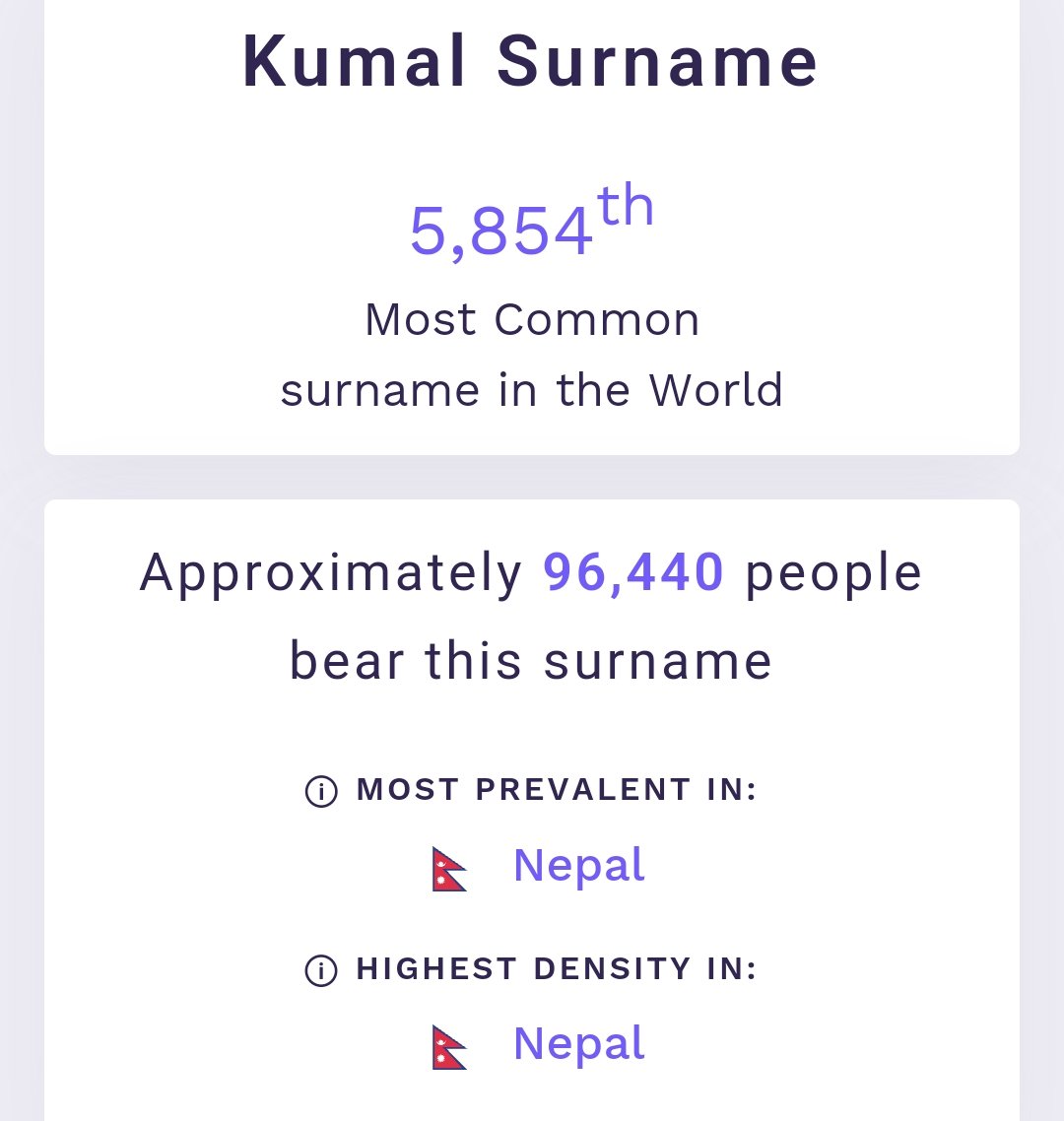 SuperDomainer's tweet photo. I registered kumal.eth today. The surname Kumal is the 5,854th most frequently held family name globally, held by approximately 1 in 75,566 people. "Kumal" or "Kumals"are regarded as one of the ancient indigenous peoples/nationalities of Nepal. #ens #surname #kumal #forebear #nft https://t.co/PZobqwNyMe