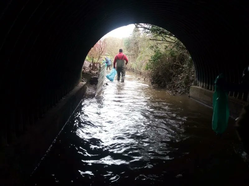 StNicksFields's tweet photo. Our volunteers recently extended the reach of our Tang Hall Beck corridor, moving further upstream in an effort to clean up the beck as much as possible. Once again pulling on our very holey waders and faced the waters to pull out a huge amount of litter. Thank you so much team! https://t.co/NLMR4C22NF