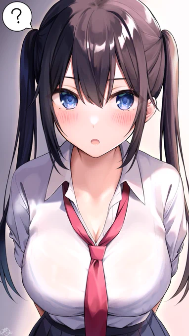 透けてるのに気づかない 黒髪ツインテールちゃん 