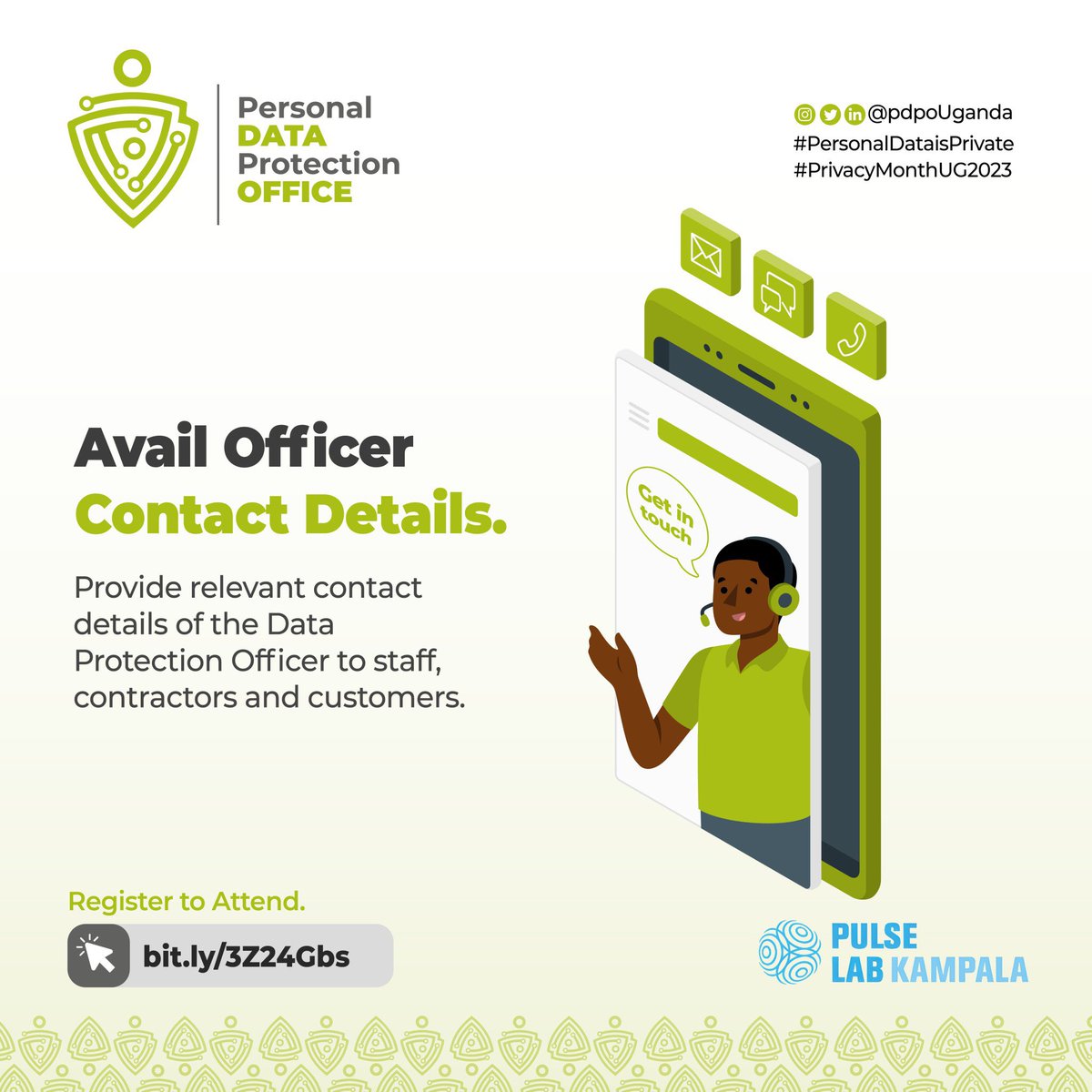 MoICT_Ug's tweet image. Avail Officer Contact Details.

Provide relevant contact details of the Data Protection Officer to staff, contractors and customers.
@pdpoUG 

#DigitizeUG 
#PersonalDataisPrivate
#PrivacyMonthUG2023