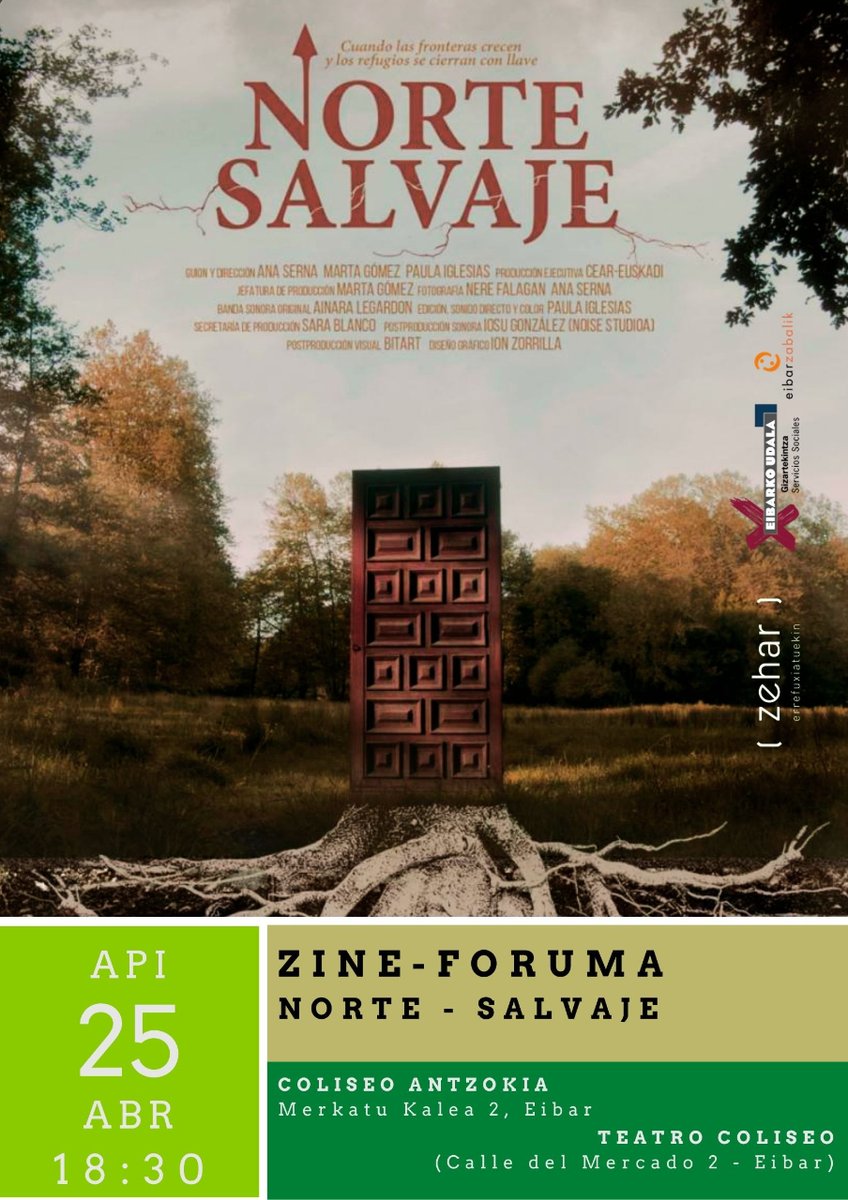 Eibarko Kultura-Aniztasuna (@eibarzabalik) on Twitter photo 🎦Zine-foruma <a href="/zehar_e/">Zehar-Errefuxiatuekin</a> eta <a href="/albordefilms/">Al Borde films</a> -en "Norte Salvaje" filmaren inguruan
📆 Apirilak 25
🕕18:30
📍Coliseo Antzokia
🎦Cine-forum entorno al documental Norte Salvaje de <a href="/zehar_e/">Zehar-Errefuxiatuekin</a> y <a href="/albordefilms/">Al Borde films</a> labur.eus/maVJo
📆 25 de abril
🕕18:30
📍 Teatro Coliseo, Eibar 🎦Zine-foruma <a href="/zehar_e/">Zehar-Errefuxiatuekin</a> eta <a href="/albordefilms/">Al Borde films</a> -en "Norte Salvaje" filmaren inguruan
📆 Apirilak 25
🕕18:30
📍Coliseo Antzokia
🎦Cine-forum entorno al documental Norte Salvaje de <a href="/zehar_e/">Zehar-Errefuxiatuekin</a> y <a href="/albordefilms/">Al Borde films</a> labur.eus/maVJo
📆 25 de abril
🕕18:30
📍 Teatro Coliseo, Eibar