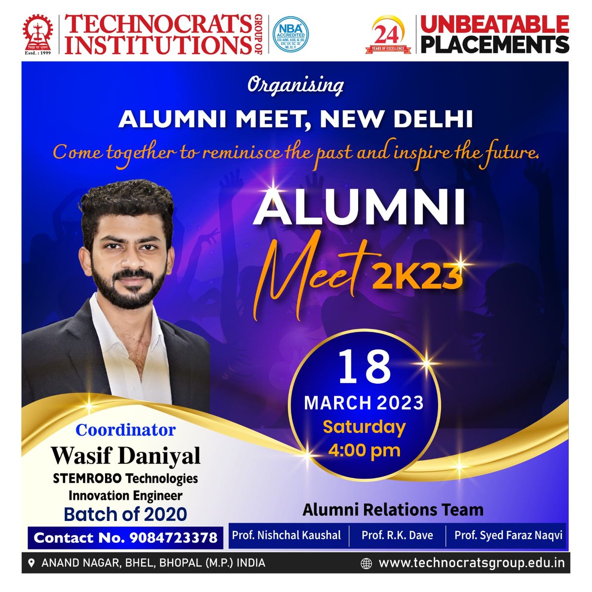 TechnocratsTIT's tweet photo. Technocrats Group of Institutions, Bhopal  is organizing an Alumni Meet in New Delhi on 18 March 2023. 

https://t.co/miJPuEC7gC

Whatsaap Group Link
https://t.co/S4XuFQW2Sj

#Technocratsgroup #alumni #AlumniMeet2023 #alumniassociation #Bhopal #bhopal_the_city_of_lakes https://t.co/M2hNjx0CQk