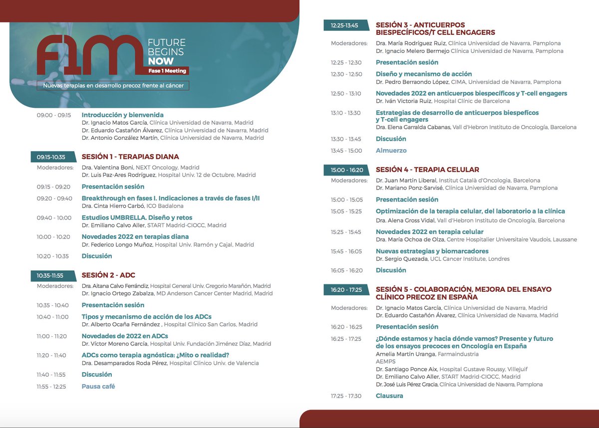 Madrid acoge la 1ª reunión española de nuevas terapias en desarrollo precoz contra el cáncer
cancercenter.cun.es/noticias/prime…
Organizada por el Cancer Center Clínica Universidad de Navarra y avalada por <a href="/_SEOM/">SEOM</a>, reúne a especialistas de más de 15 hospitales internacionales
#ensayosclínicos