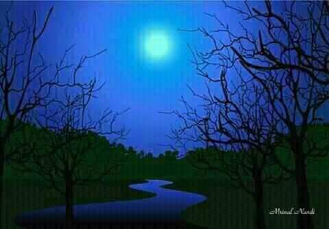 mrinalnandi7's tweet photo. Night view, Painting by me. https://t.co/pqmew7oOwt