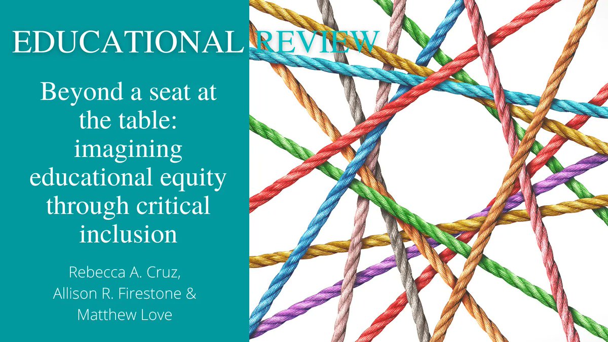 Educational Review (@edreview) on Twitter photo A new conceptual framework for #inclusive #education is proposed by <a href="/BeccaACruz/">Rebecca A Cruz</a> <a href="/AR_Firestone/">Allison Firestone</a> & <a href="/MatthewLLove/">matt love</a>
Learn more about Critical Inclusion (#InCrit) in the article below
🔗 doi.org/10.1080/001319…
<a href="/JHUeducation/">JHU School of Education</a> A new conceptual framework for #inclusive #education is proposed by <a href="/BeccaACruz/">Rebecca A Cruz</a> <a href="/AR_Firestone/">Allison Firestone</a> & <a href="/MatthewLLove/">matt love</a>
Learn more about Critical Inclusion (#InCrit) in the article below
🔗 doi.org/10.1080/001319…
<a href="/JHUeducation/">JHU School of Education</a>