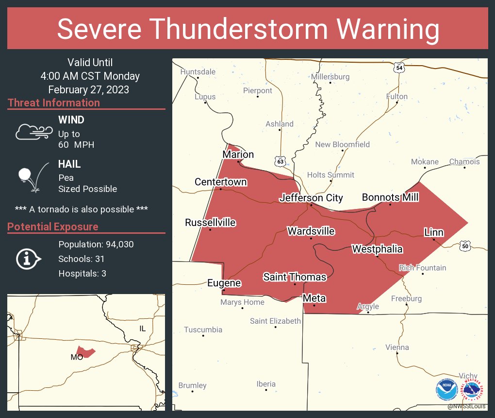 NWS Severe Tstorm on Twitter "Severe Thunderstorm Warning including