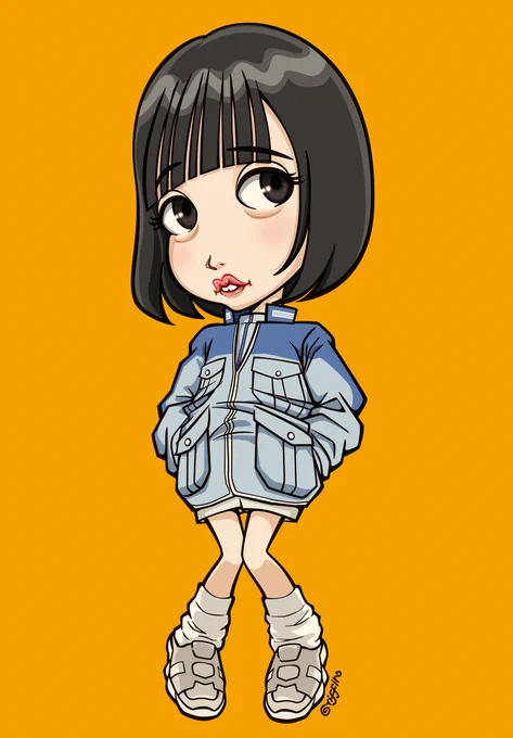 〝あどね〜、ぼぐね〜〟久々の似顔絵。言動がことごとく面白い〝あの人〟を可愛くキャラ化しました。#似顔絵 #イラスト #illustration 