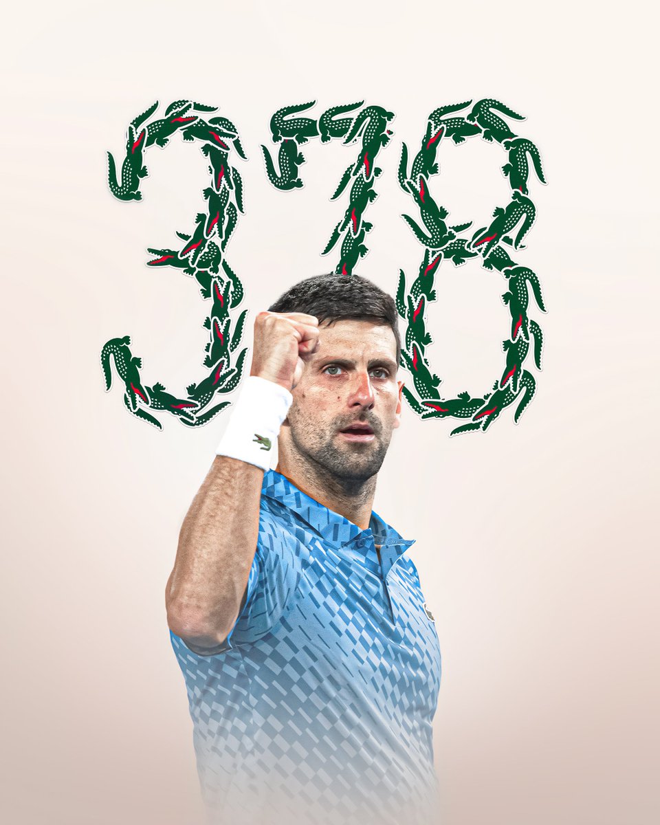 Never filled up. 🐊 With 378 weeks on top of the world, @djokernole just became the number one of number ones. Huge congratulations and thanks for the emotions, Novak. 👑 #TeamLacoste