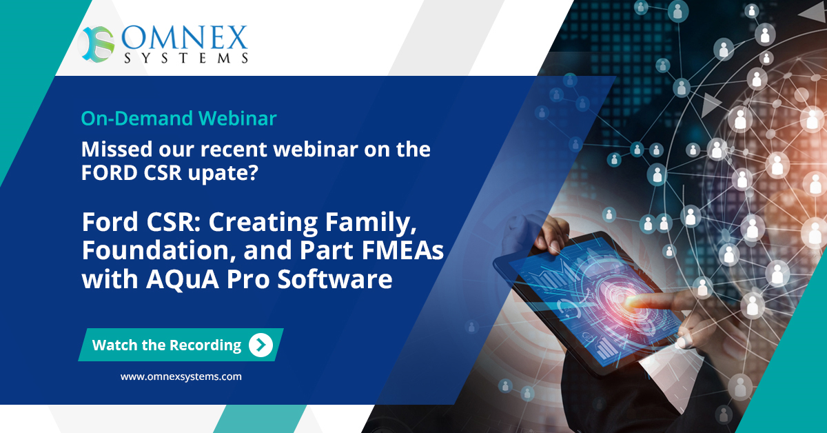 omnexindia's tweet image. This webinar explains how to create family FMEAs, foundation FMEAs, and part FMEAs with Omnex AQuA Pro software using RFMEAs.
Learn More: hubs.li/Q01Dsm4R0

#fmeasolution #fmeasoftware