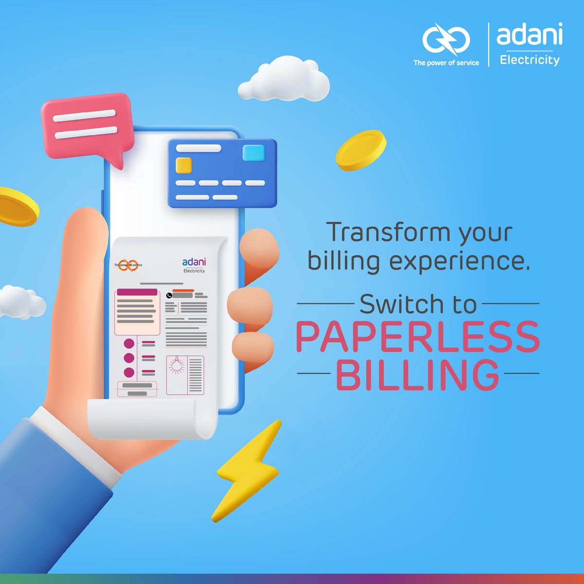Adani_Elec_Mum's tweet image. Are you tired of the clutter &amp;amp; hassle of receiving paper bills every month? It's time to transform your billing experience with paperless billing! Not only is it more convenient, but it's also better for the environment. Switch to #PaperlessBilling today.
#Electricity #Mumbai