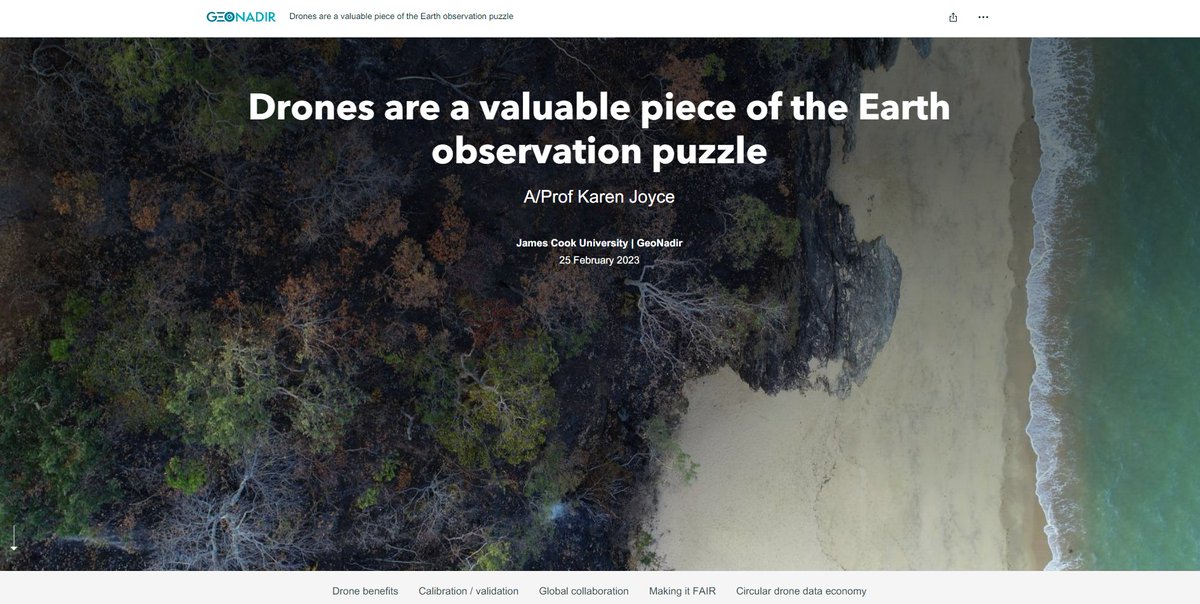 Here's a teaser - my title 'slide'. It's my first time presenting using a #storymap that I'll also share so you can explore it for yourself :) 

#dronemapping #geospatial #shemaps #geonadir #dronesforgood #Earthobservation #remotesensing