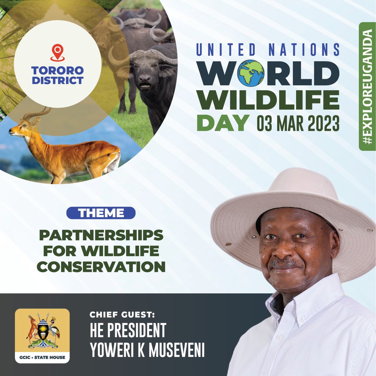 ATwayita's tweet photo. Join #Uganda this Friday, as Uganda celebrates the  United Nations #WorldWildlifeDay together with the rest of the world. The national celebrations will take place in Tororo District. H.E. @KagutaMuseveni is the Chief Guest. #WildlifeDayUG #WWD2023 https://t.co/6ShP59iDqP