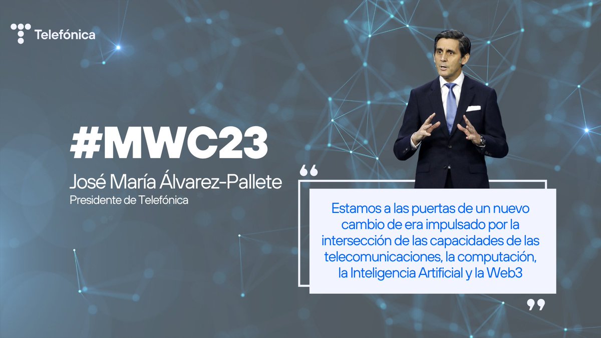 Telefonica's tweet image. 🗣️ @jmalvpal: “#OpenGateway nos permitirá crear juntos el futuro digital”

#TelefónicaMWC l #MWC23 l #GSMAOpenGW