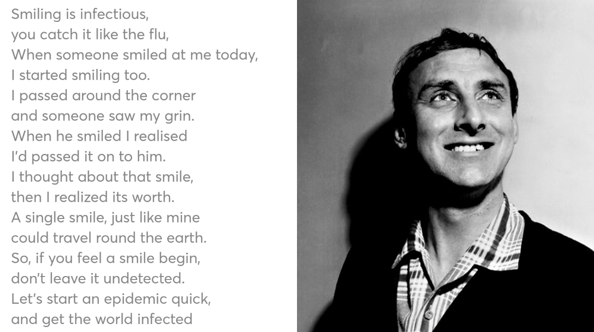 UtterlyInterest's tweet photo. A little poem about smiling from Spike Milligan, he knew a lot about smiling, it evaded him for a lot of his life.
He passed away on this day in 2002.
#RIPSpike https://t.co/g902AdP73X