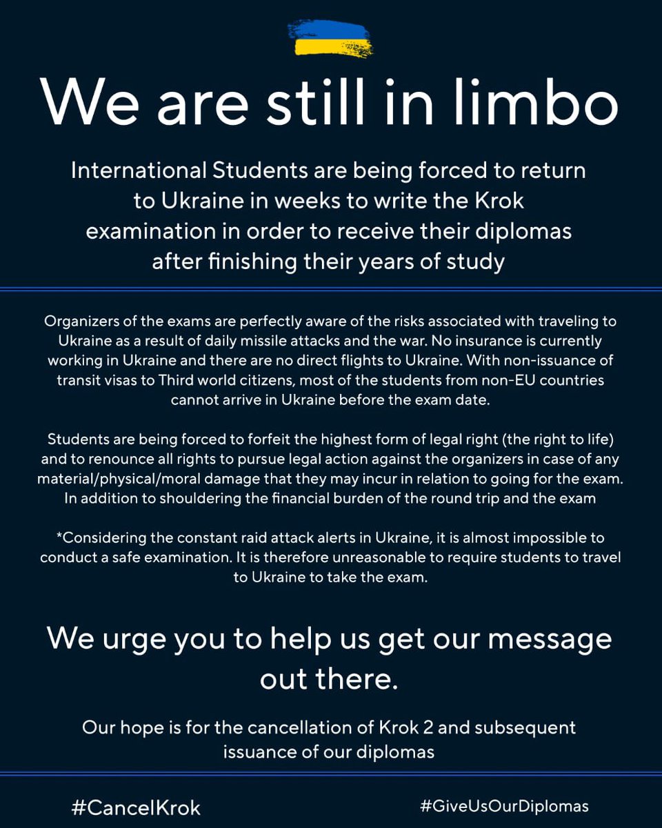 GordonMensah_'s tweet photo. #warinukraine #cancelkrok #GiveUsOurDiplomas

@ZelenskyyUa @olena_zelenska @USAmbKyiv @MelSimmonsFCDO @LGaladza @OMarkarova @DmytroKuleba
@AndriyYermak @r_stefanchuk @KyivPost @BBCNews @DeutscheWelle @DEonHumanRights  @BharadwajSpeaks   @WorldOfAfricaTV @UN @BBCWorld https://t.co/mFhcQ12Z9k