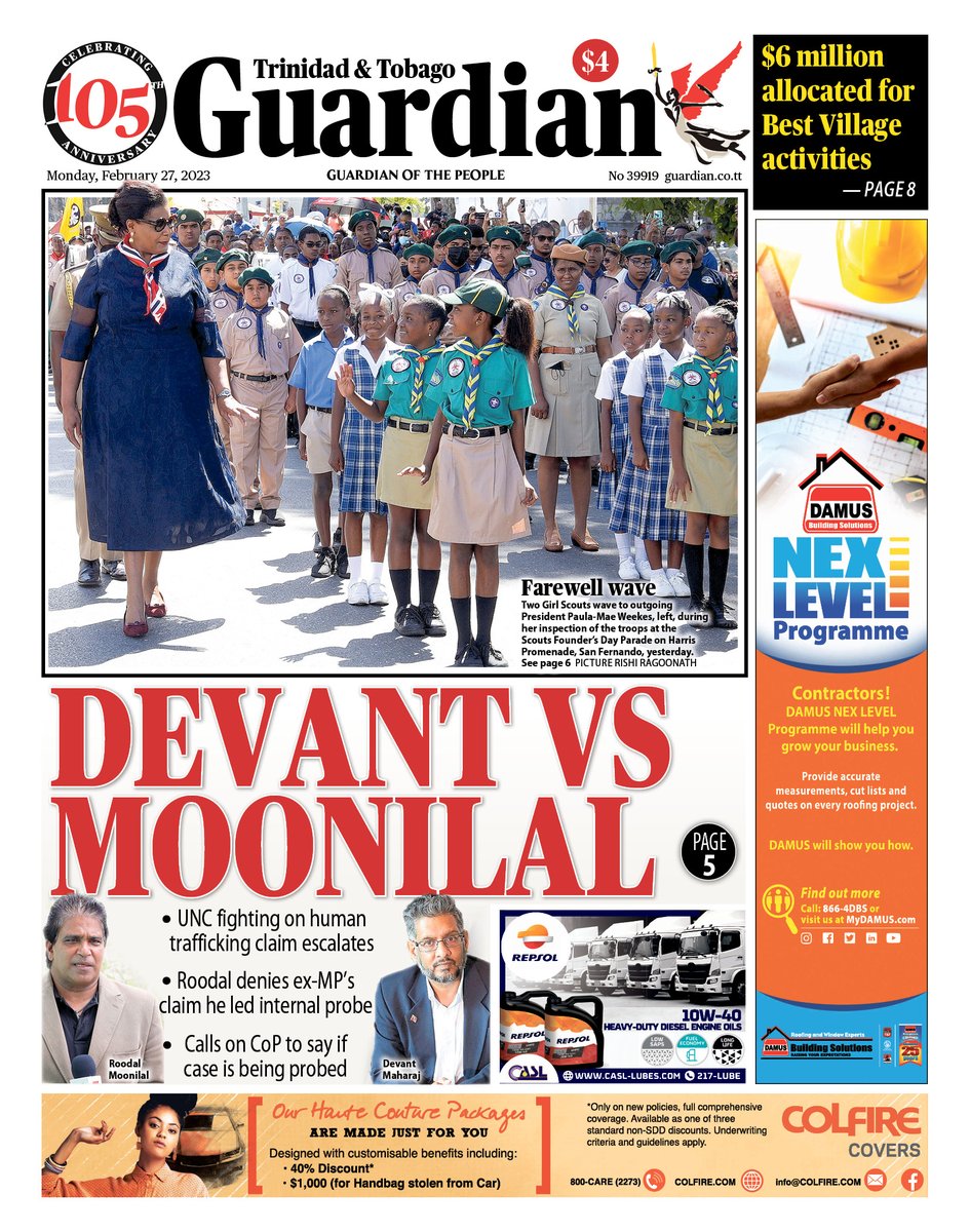 Cnc3tv on twitter trinidad and tobago guardian monday 27 february