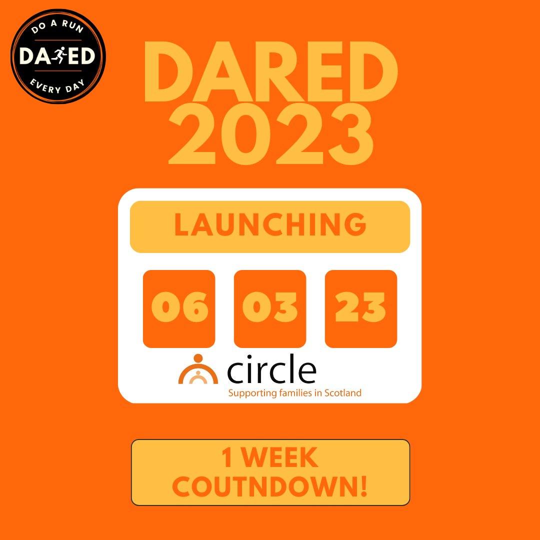 CircleScot's tweet image. 1 WEEK TO GO!

Our annual DARED Challenge is back for it's sixth year, launching 06/03/2023! Save the date and purchase your tickets in advance to make the most of our early bird discount.

Check back in a week to purchase your tickets!

#DARED #TheDAREDChallenge #Challengeevent