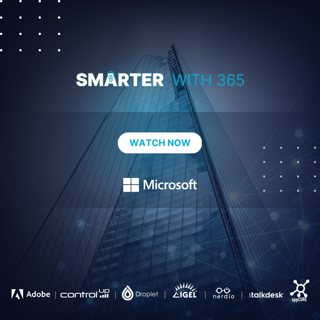 Did you miss our Smarter with 365 event? No need to worry, you can catch up with all the sessions online now! Discover more about improving collaboration, enhancing employee experience, services to manage your existing consumption &amp; much more! watch now: bit.ly/3Z5VQsH