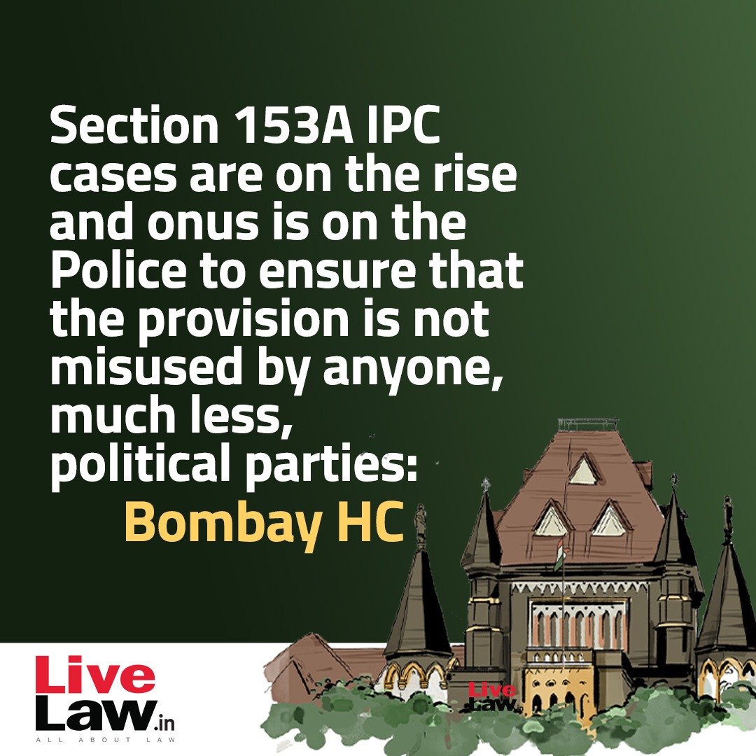 LiveLawIndia's tweet photo. "Right to express one’s views is a protected and cherished right in our democracy. #Section153A IPC cannot be resorted to silence people from expressing their #dissent, so long as Article 19(2) is not violated." https://t.co/s9F1iauNZT