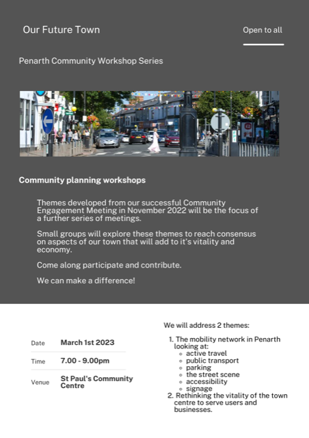 Remember that we are holding the next in our series of workshops on Wednesday. Come along if you want to get involved!