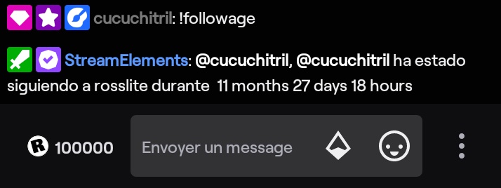 hace 11 meses que conocí twitch y me volví adicta a conseguir puntos akdjsk 100k en el de ross 💀