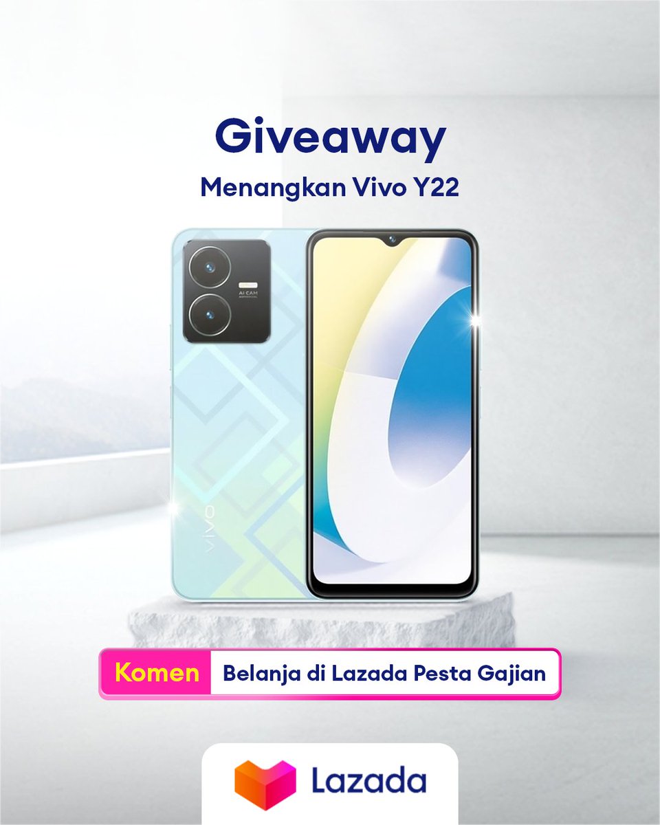 LazadaID's tweet image. ✨GIVEAWAY ALERT✨

MAU Vivo Y22 GRATIS?

1. Follow @LazadaID
2. RT, Like, Komen Belanja di Lazada Pesta Gajian sebanyak-banyaknya dengan hashtag #LazadaGiveaway #LazadaPestaGajian serta alasan kamu menang
3. Tag 3 teman

*Pengumuman 10 Maret

#TambahKeHidupmu #LazadaID