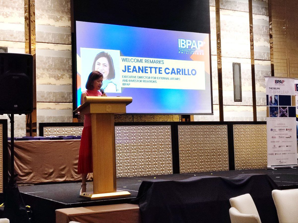 IBPAP_Official's tweet image. Jeanette Carillo, IBPAP Executive Director for External Affairs and Investor Relations, delivers her welcome remarks to a much-engaged audience here at Shangri-La The Fort.

#IBPAPBoardElections2023 #IBPAPEvents2023