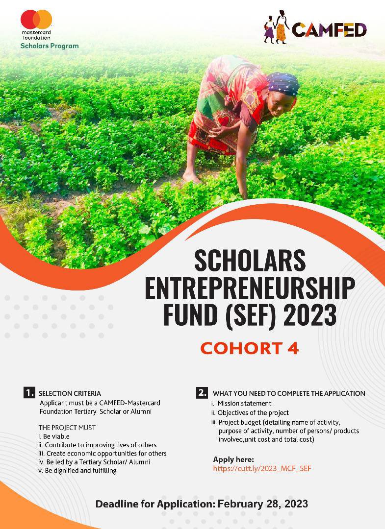 mavis_aboko's tweet photo. *‼️ DEADLINE IS TOMORROW ‼️*
Are you a CAMFED Mastercard Foundation Tertiary Scholar or Alumni seeking to start, sustain or scale up your business?
Kindly apply via the link below if interested 
https://t.co/PvndaNVwAR

#SEF
#scholarsentrepreneurshipfund
#youngwomencreatingjobsgh https://t.co/vkrvPrk43j