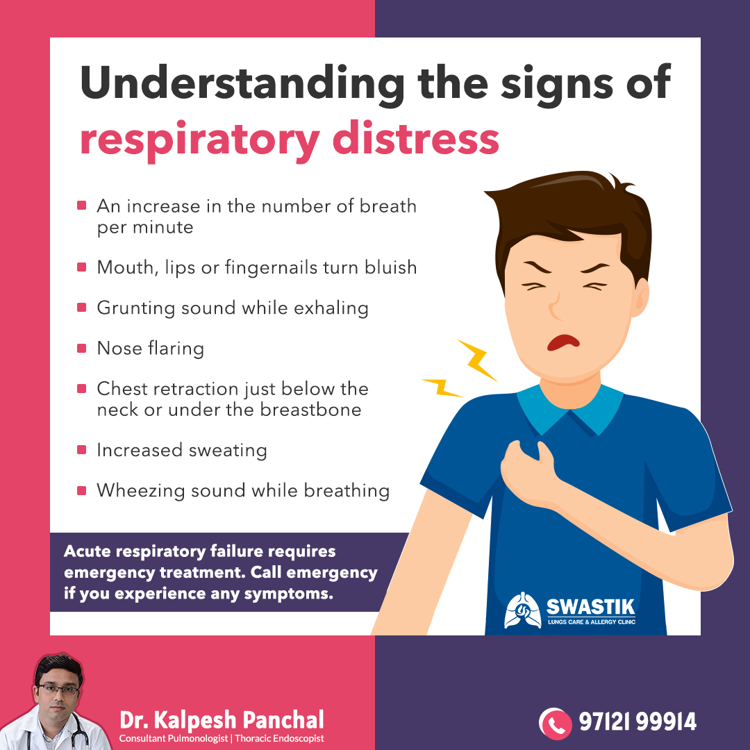 Your respiratory system deserves your attention! Learn the warning signs of respiratory distress and take action. #healthyhabits #breathingeasy 

#BreathingDisorder #LungDisease #DrKalpeshPanchal #Pulmonologist #Pulmonology #SwastikClinic #Gota #Ahmedabad