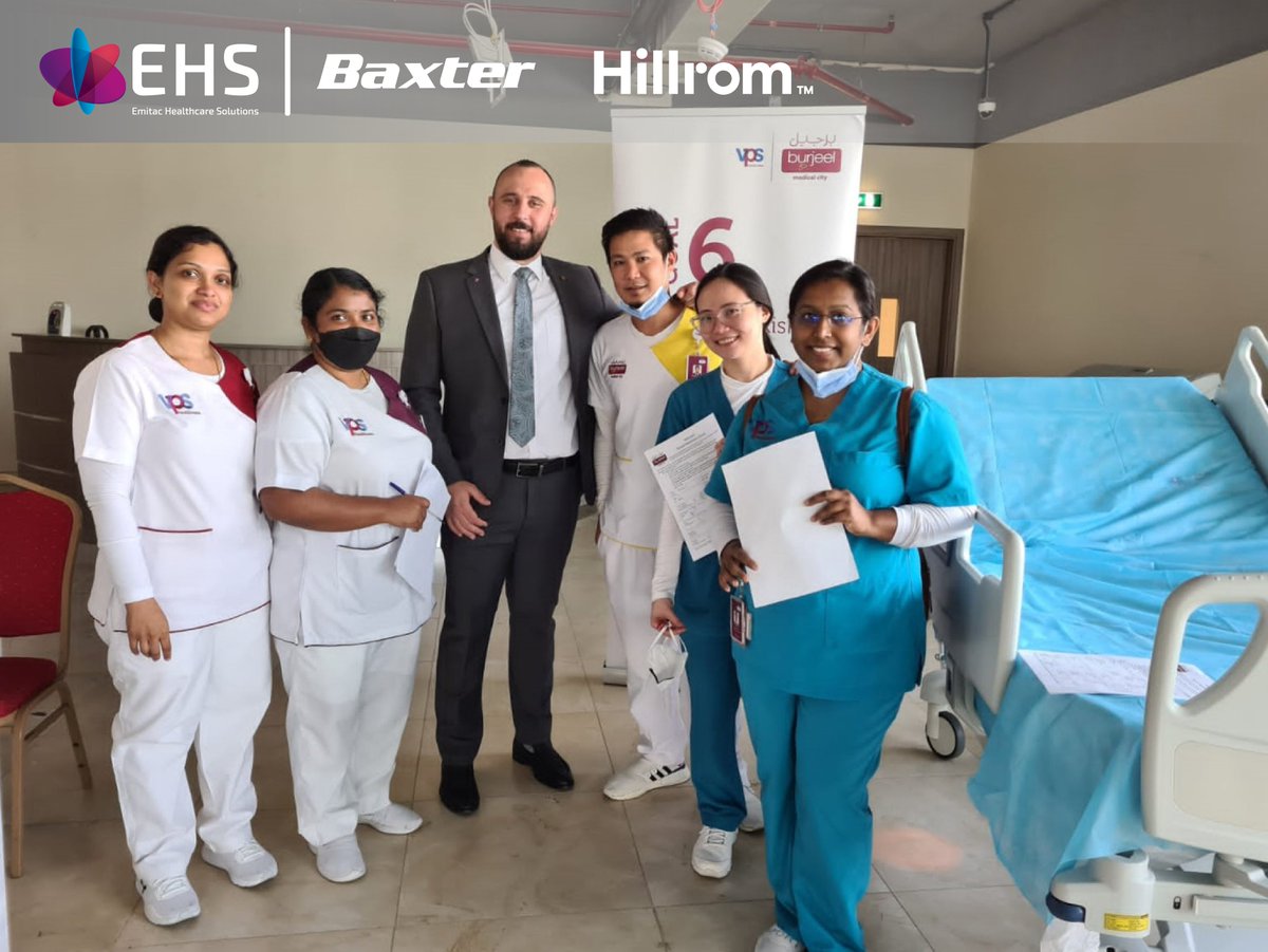 EmitacHealth's tweet photo. #TeamEHS proudly demonstrated how to utilize @HillromCorp beds safety features to prevent falls during the "Fall Prevention" program in @BurjeelMediCity.

#FallPrevention #PatientSafety #Training #Hillrom #Baxter https://t.co/9IJJ9eIZZg