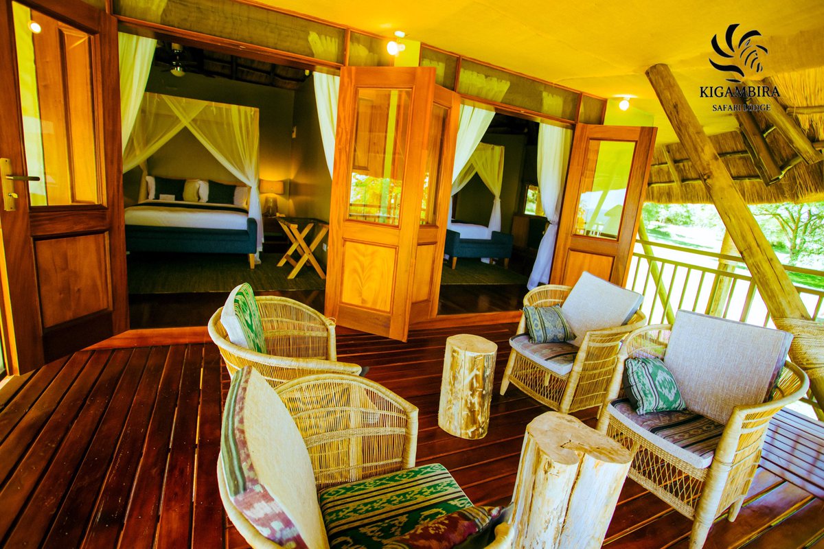 kigambira's tweet photo. One banda, two different access points to the balcony so families can enjoy private time in a shared space. Book our family banda today. #KigambiraSafariLodge https://t.co/5Qo3waqzp3