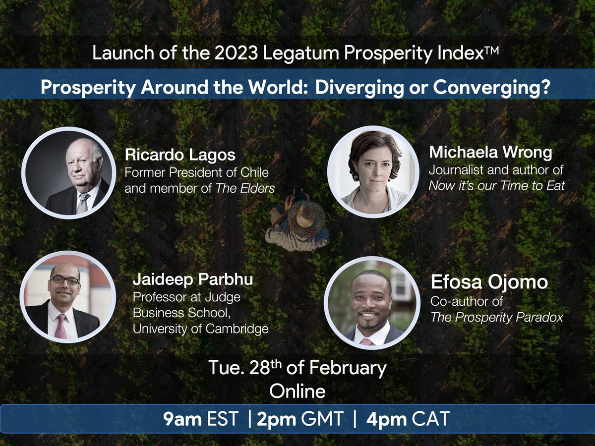 Prosperity_Inst's tweet image. TOMORROW: Launch of the 2023 Legatum Prosperity Index. 

Join us for a virtual panel discussion at 2pm where we will explore the global trends of prosperity and find out if we are heading towards a converging or a diverging world.

Register here:
bit.ly/3JWiEX0