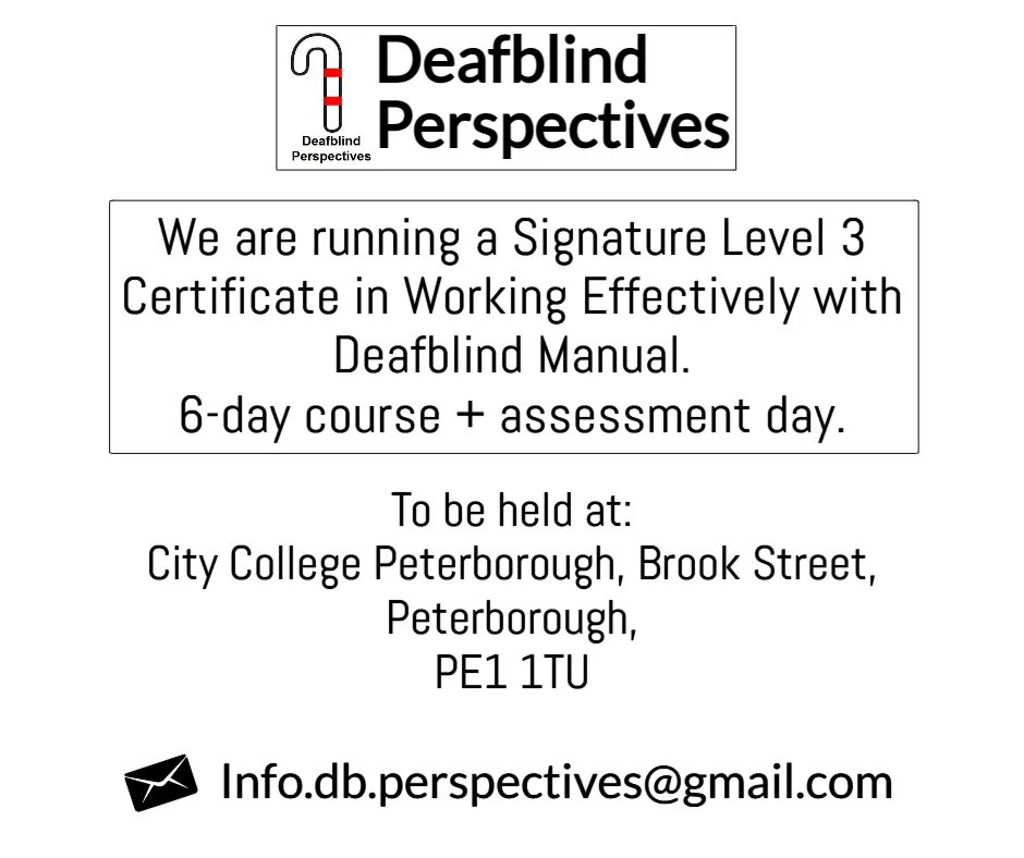 DB_Perspectives's tweet image. #Deafblind #bslinterpreters #deafcentres #communicatorguides #supportworkers #deaf #blind #rnid #rnib #socialservices #deafhub #communication #training #awareness #signature