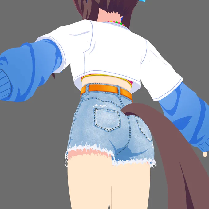 ショートパンツのお尻は良いお尻胸のロゴも可愛い、良い感じ#ウマ娘 #ヘリオス #b3d 