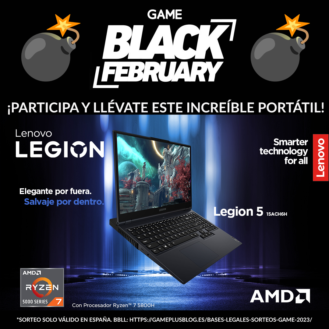 ⚫ ¡SORTEAZO! ⚫

⚡ Llévate este LENOVO LEGION 5 con RYZEN 7 5800H y RTX 3060 ⚡

¿Cómo?

🔄 RT + Síguenos y a <a href="/LenovoES/">Lenovo España</a>.
📲 Responde con #GAMEBlackFebruary y menciona a un AMIG@.
⏱ Participa hasta el 05/03/2023.

Descubre las promos aquí ➡ game.es