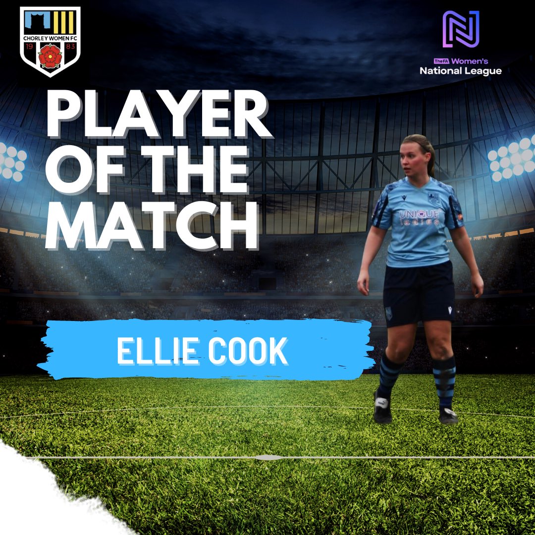 🚨POM 🚨

Yesterdays POM vs <a href="/DurhamCestria/">Durham Cestria</a> goes to centre back Ellie Cook 👏🏼 

Ellie has made an impressive impact since joining the club back in December, and picks up her first POM in Chorley colours 🎉

We return to league action on Sunday‼️

#FAWNL #WeAreChorley
